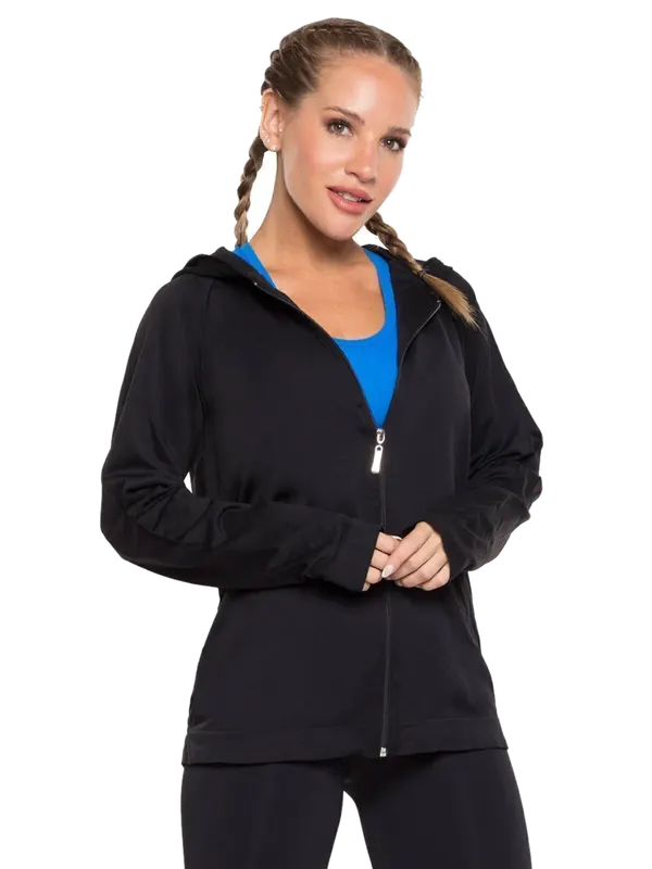 Campera Con Capucha Sin Costura Negro Cocot 10134