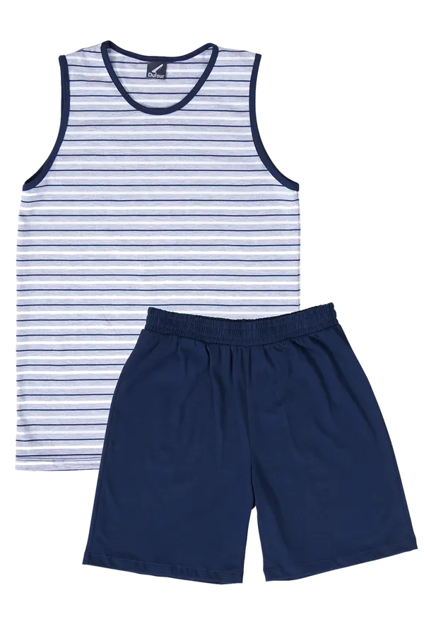 Pijama Musculosa Juvenil Rayado Azul Marino Cocot 11745