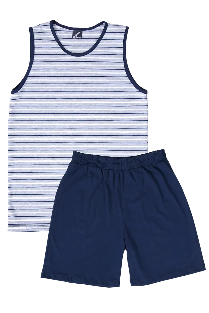 Pijama Musculosa Juvenil Rayado Azul Marino Cocot 11745