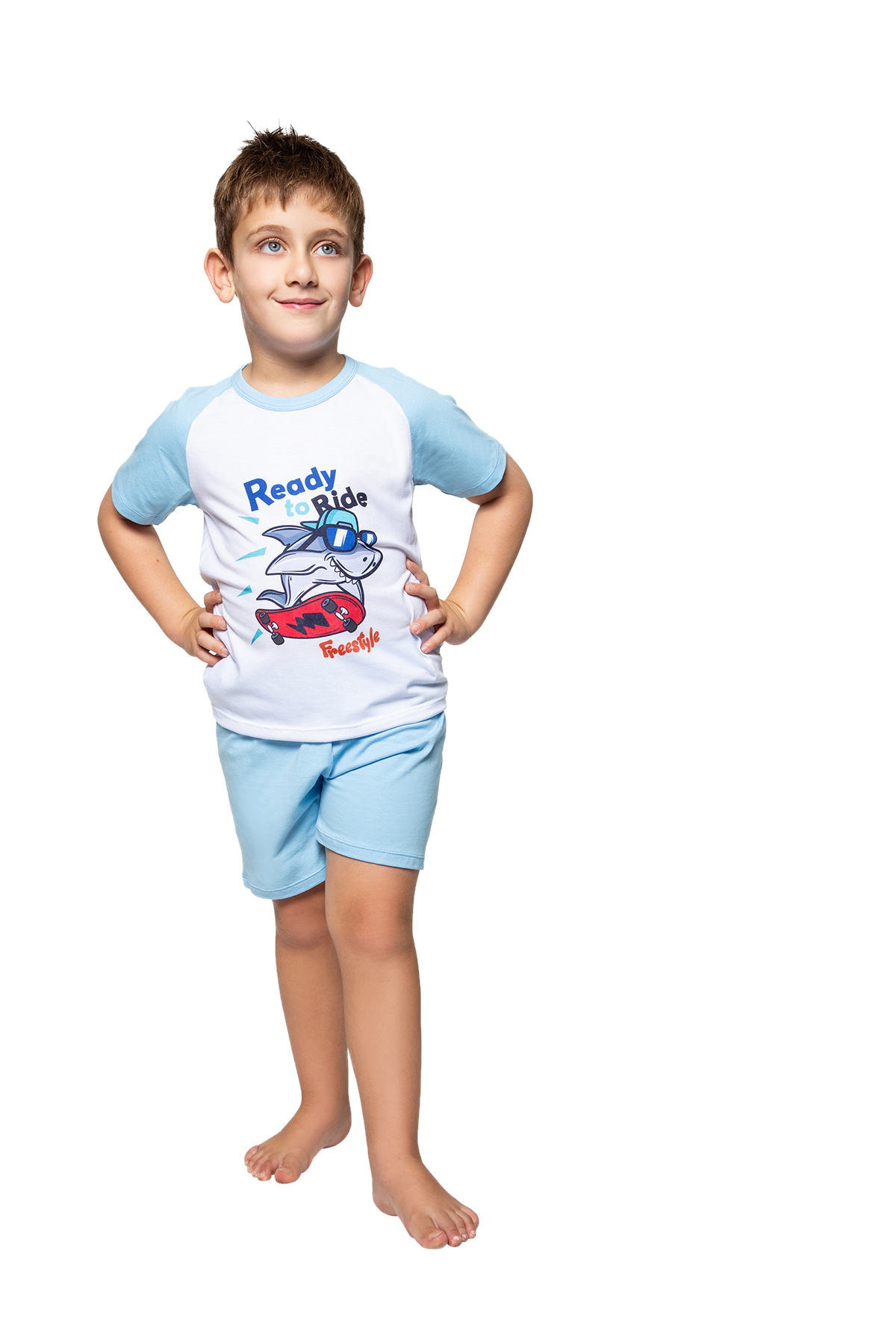 Pijama M/Corta Nino Tiburon Celeste Cocot 11747