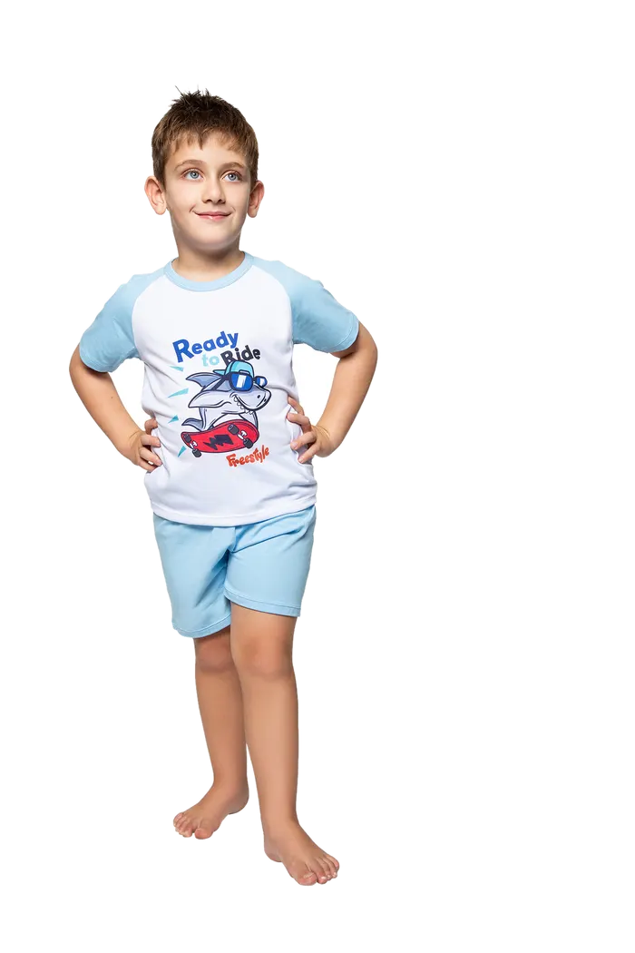 Pijama M/Corta Nino Tiburon Celeste Cocot 11747