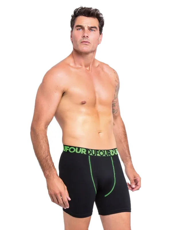 Boxer Algodon Lycra Bordado Negro o Melange o Azul Francia Cocot 11785