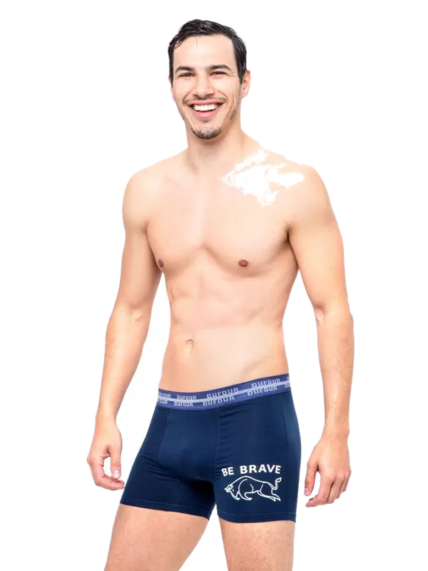 Boxer De Algodon Lycra Estampado Tattoo Negro o Melange o Azul Marino o Bordo Cocot 11851