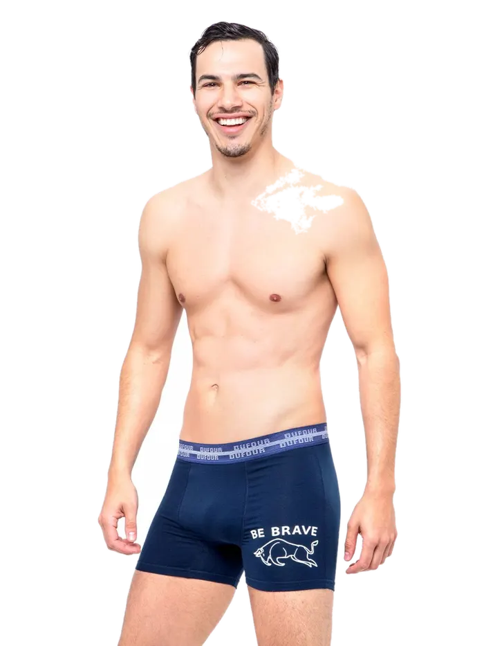 Boxer De Algodon Lycra Estampado Tattoo Negro o Melange o Azul Marino o Bordo Cocot 11851