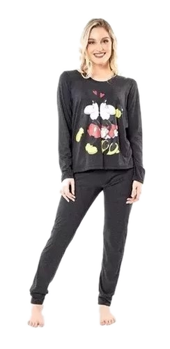 Pijama Minnie Y Mickey Gris Oscuro Cocot 20127