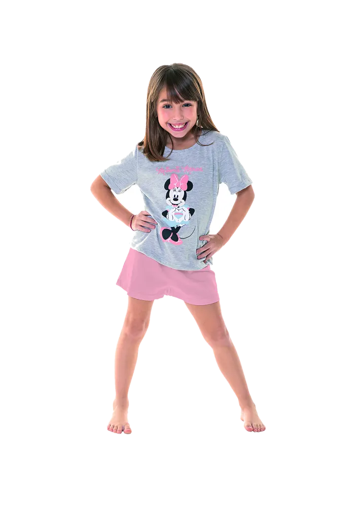 Pijama Manga Corta Minnie Corazon Melange Cocot 20332