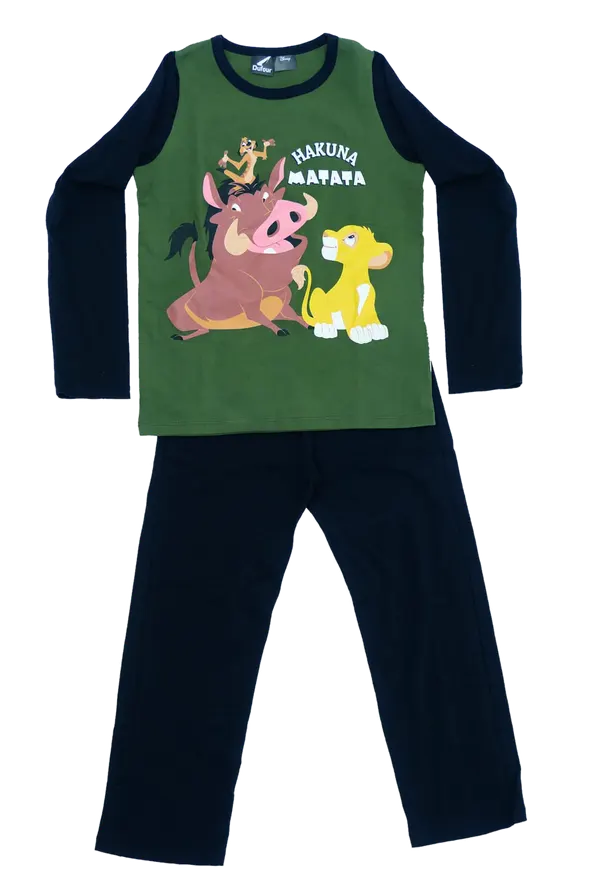 Pijama Nino Manga Larga "Rey Leon" Verde Militar Cocot 20501