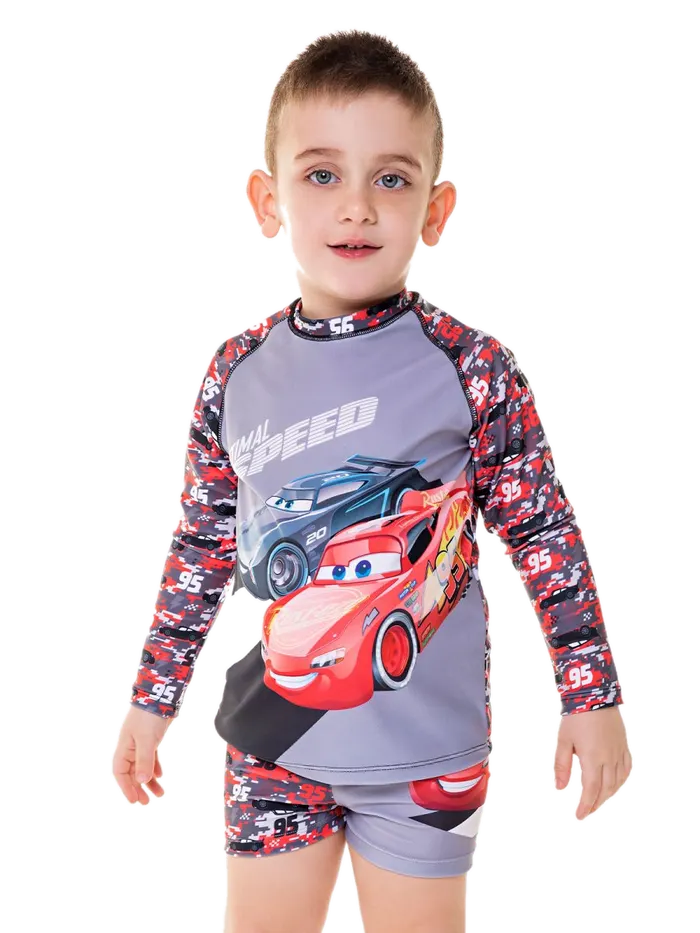Conjunto Camiseta Y Short Cars Gris Oscuro Cocot 20930