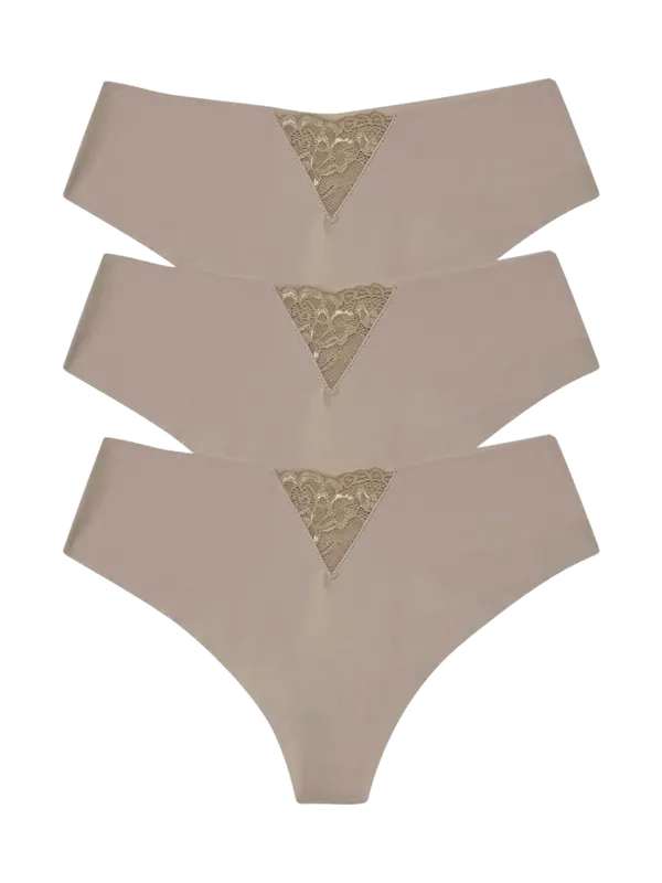 Culotte Segunda Piel Con Puntilla - Pack X3 Negro o Blanco o Azulino o Avellana (32) Cocot 6245