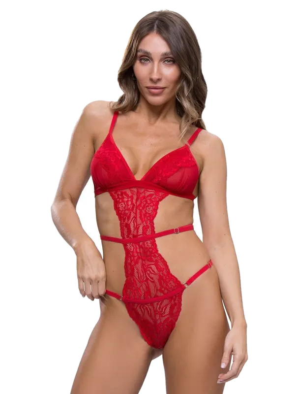 Body Tul Y Puntilla Negro o Rojo Cocot 6309