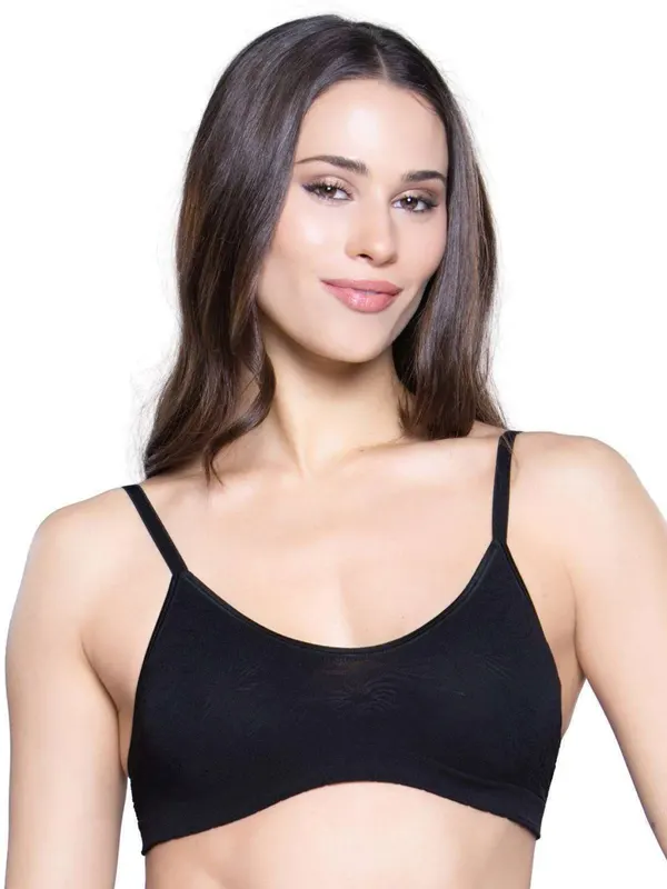 Top Floreado Picot Sin Costura Negro o Blanco Cocot 6477