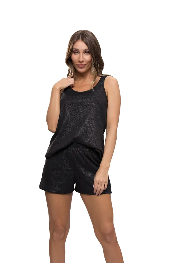 Pijama C/Lurex Musculosa Negro Cocot 7462