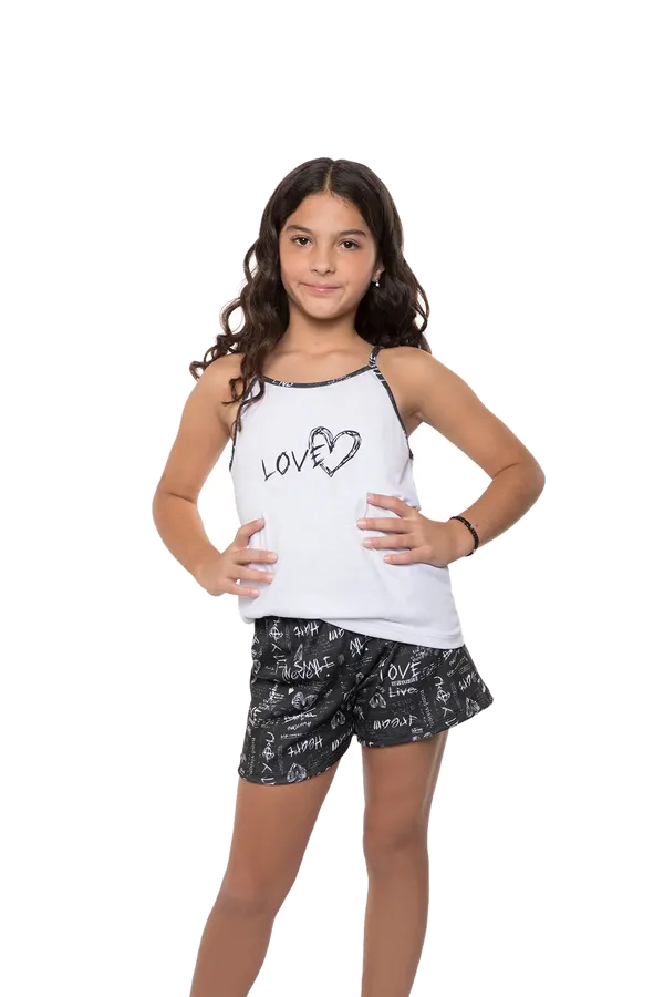 Pijama Teen C/Bretel Love Blanco Cocot 7468