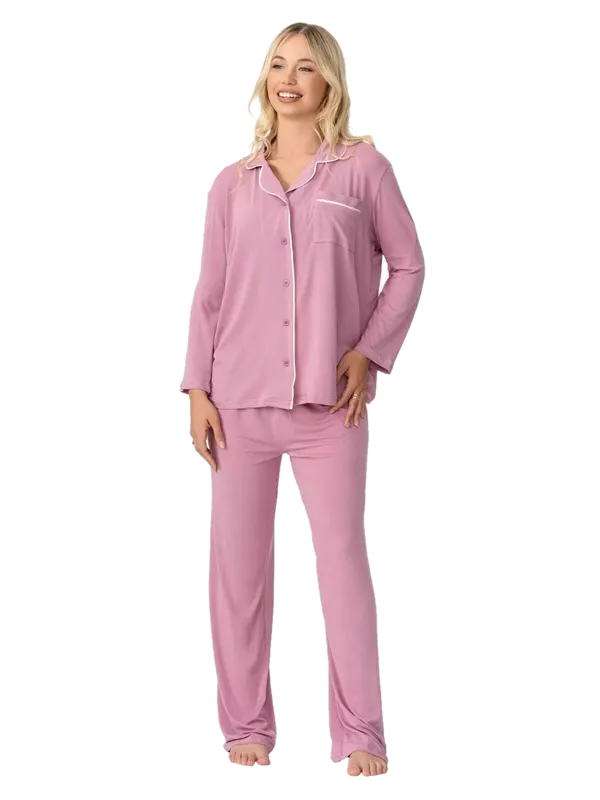 Pijama Camisero Liso Negro o Rosa Cocot 7470